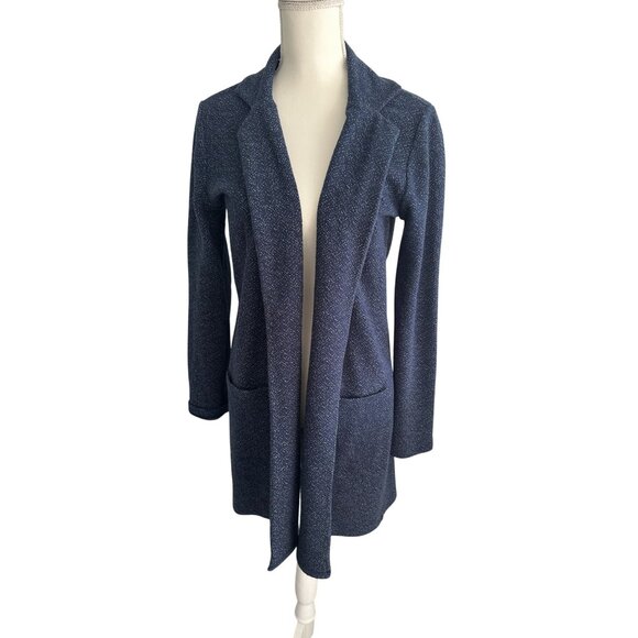 LUCKY BRAND Blue Heathered Long Cardigan Jacket Size XS - Picture 1 of 6